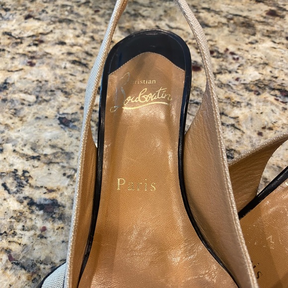 Christian Louboutin Tan and Black Slingback Heels, 37.5 Sophisticated!!! - Picture 6 of 13